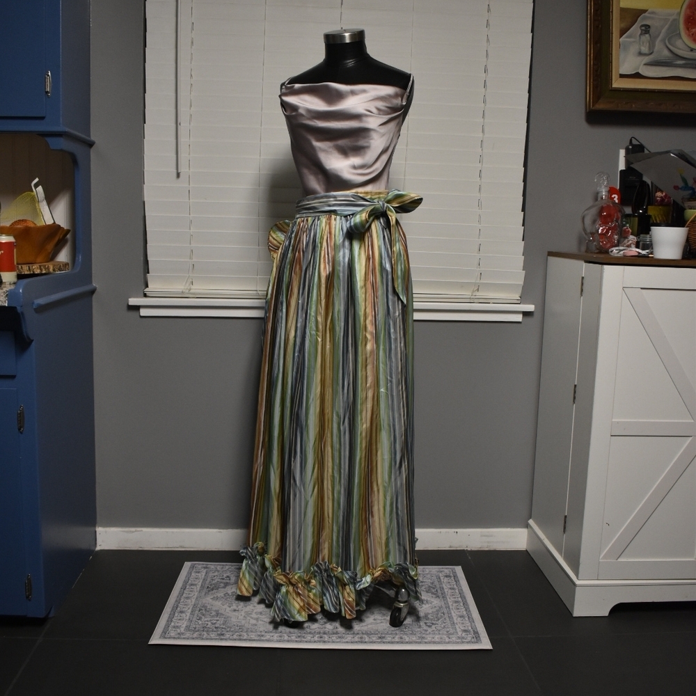 Striped Satin Maxi Skirt - Picture 3 of 7